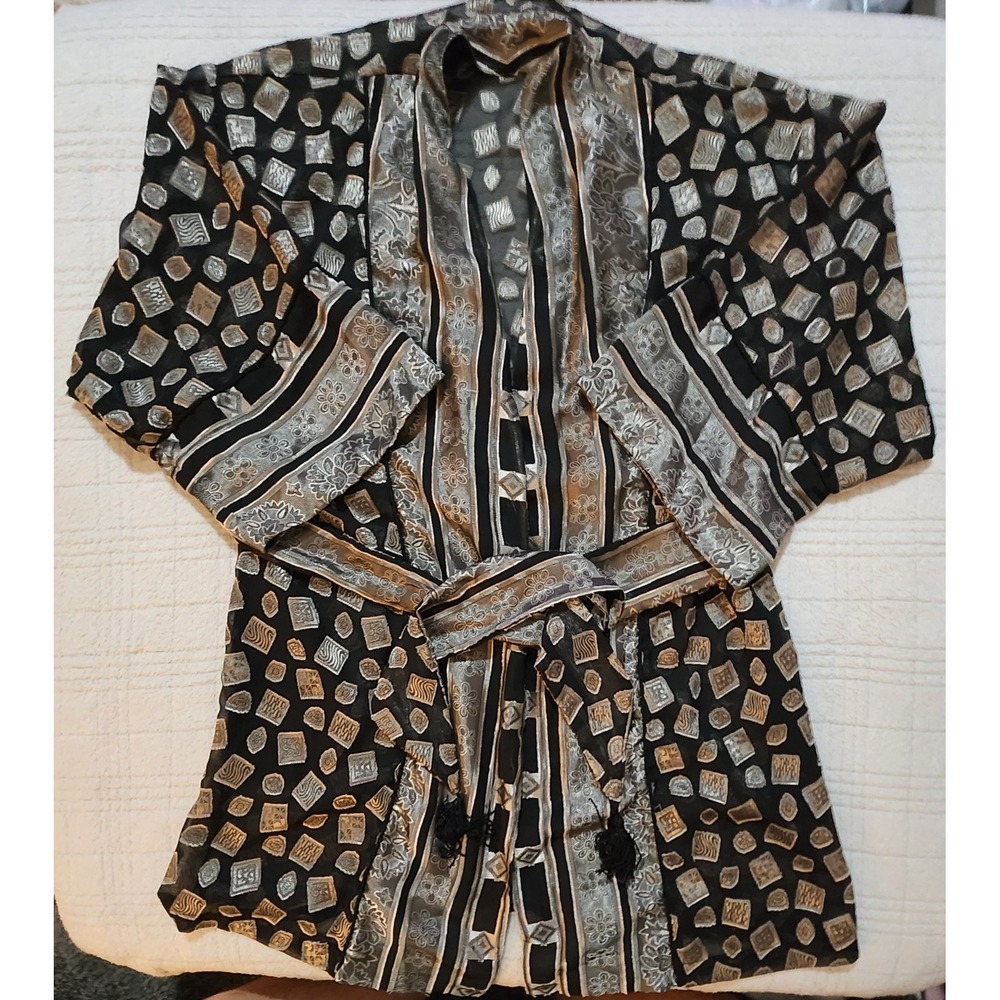 Victoria's‎ Secret Collection Vintage Small Robe Black and Gold Geometric Sleeve